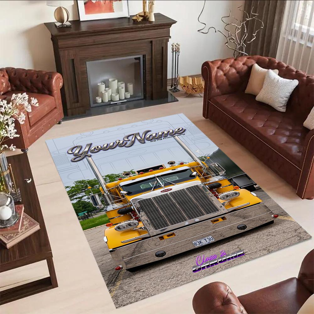 Kw Heavy Trucks Customizable Name Floor Mat Perfect for Hallway Bedrooms Outdoor Entryway Anti-slip Rug Decorate Offices