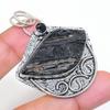 Natural Black Tourmaline, Spinel 925 Sterling Silver Jewelry Pendant 2.17" ZS-143