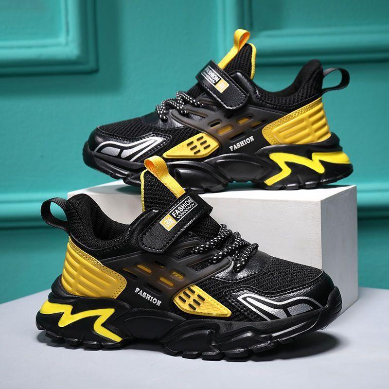 Boys' shoes Children's sports shoes Mesh breathable Spring and autumn leather new students Middle school children's school shoes