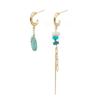 Asymmetrical Creative Pearl Natural Stone Earrings Fashionable Alloy Geometric Design