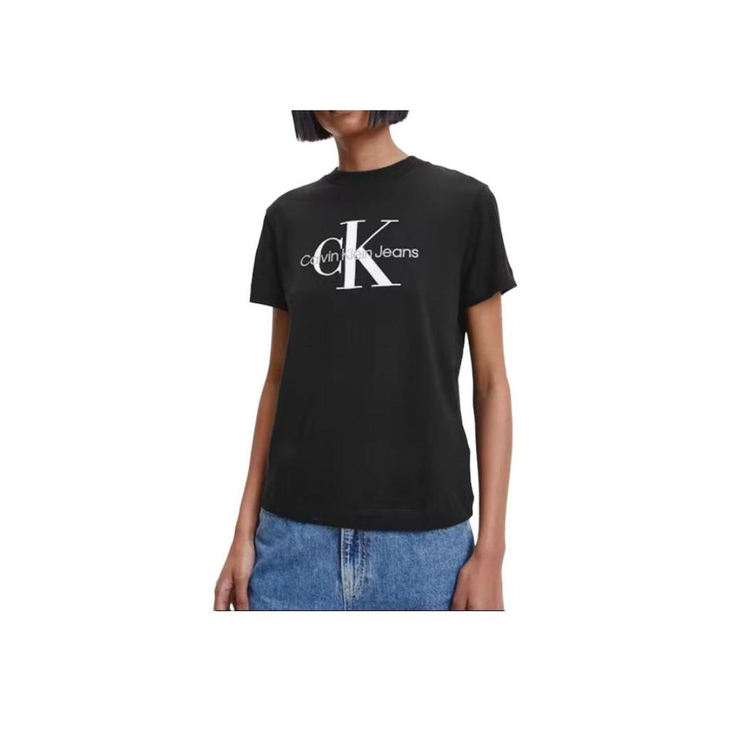 Calvin Klein Round Neck Straight Fit Letter Print Short Sleeve T-Shirt Women Tops Black J20J219142-BEH