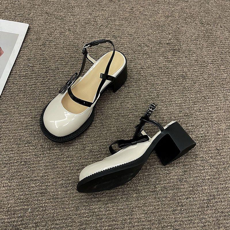 Fashion Woman Mary Jane Shoes Round Toe Tip High Heels Closed Sandals for Women 2025 Luxury Vintage Quality Comfort Vip Sandal On Sale