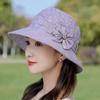 Thin Bucket Hat Button Elderly People's Large Brim Cap Bow Fisherman Hat  Sun Protection