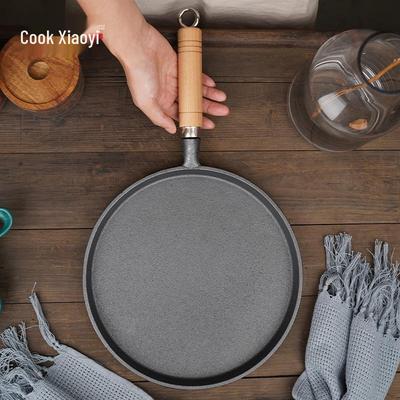26cm Uncoated Cast Iron Non-Stick Frying Pan for Pancakes, Crepes, and Pizza