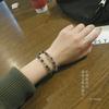 Original niche design natural black rutilated quartz bracelet Double-ring ethnic style jewelry bracelet for couples