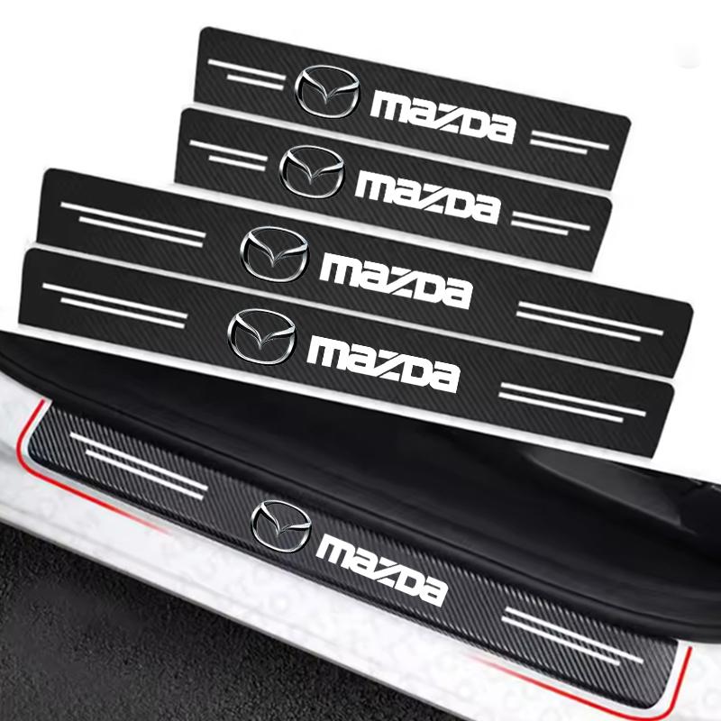 Car Door Plate Carbon Fiber Threshold Protector Sticker Decals for Mazda 3 Bk Bl 323 Axela Atenza CX-3 CX-4 CX5 CX-7 Accessories