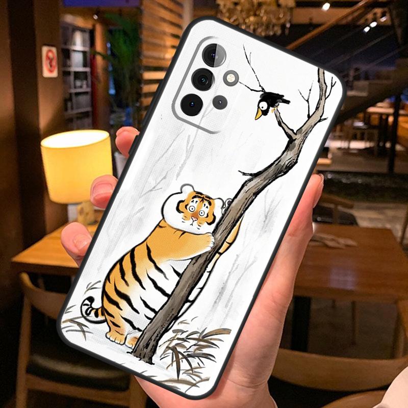 Cartoon Fat Tiger Case For Samsung Galaxy A54 A34 A14 A52 A32 A12 A13 A33 A53 A15 A16 A36 A56 A26 A06 A35 A55