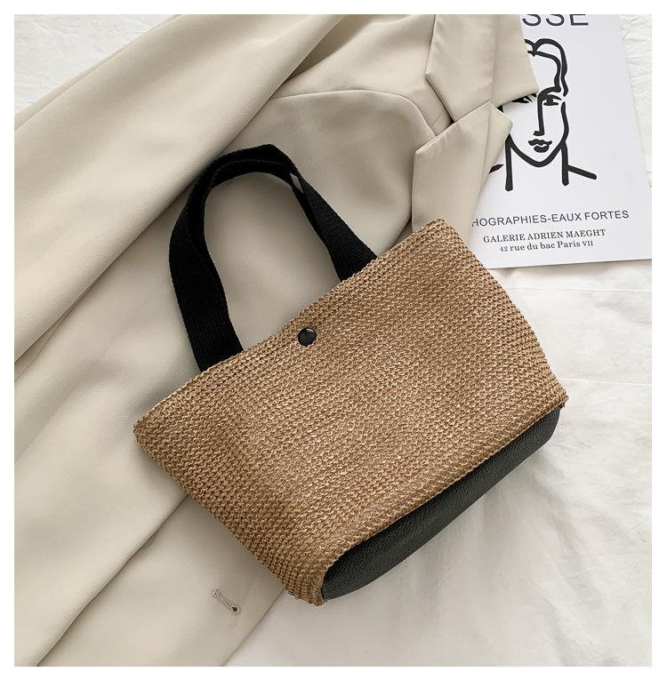 Women s 2025 Spring/Summer Korean-Style Versatile Woven Handbag - Pastoral Straw Beach Vacation Bag чёрный