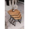 Master Hexagon Black Metal Black Glass 3-piece Nesting Table
