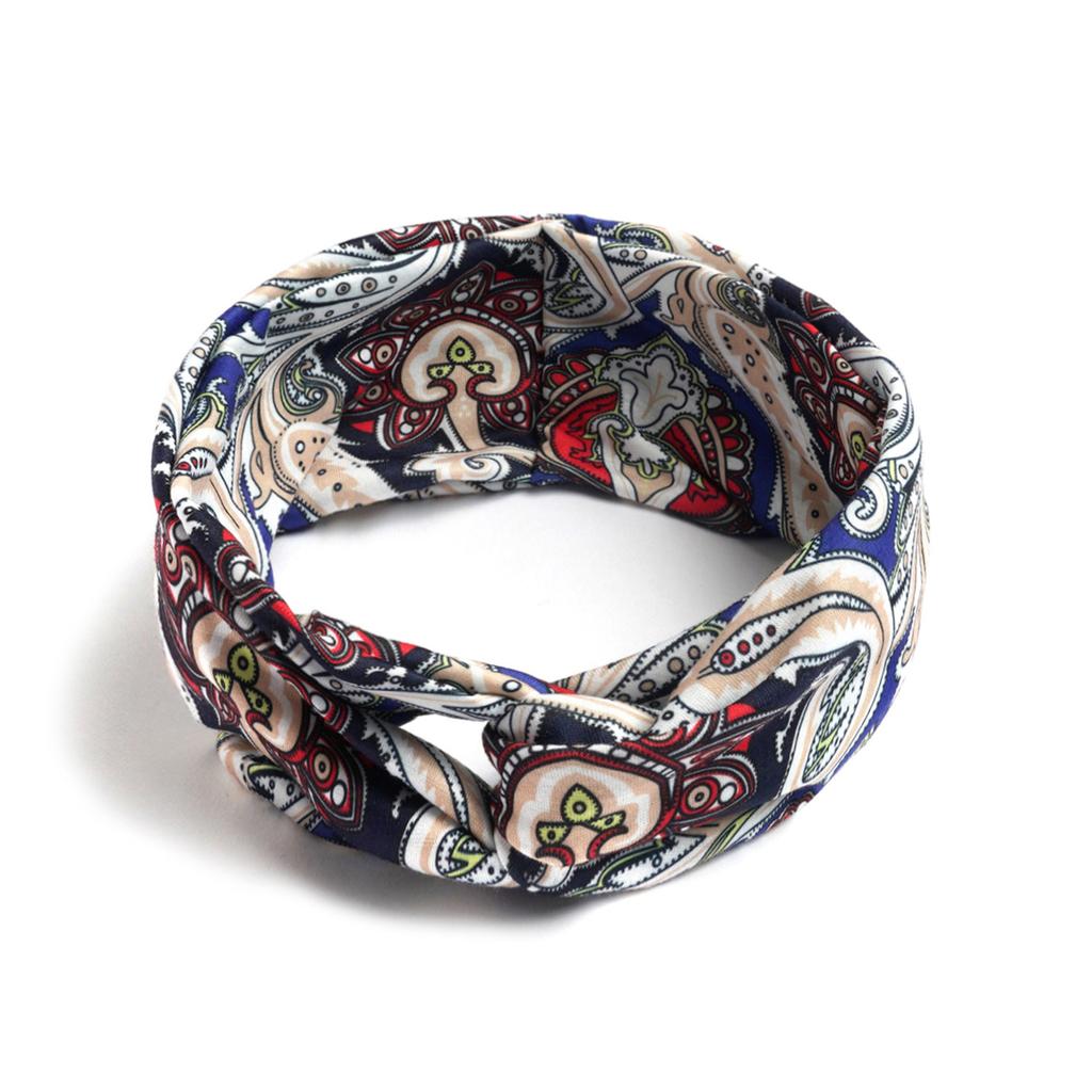 Bohemian Cross Knotted Headband Gypsy Yoga Sports Headband Wide Female Stretch Headband