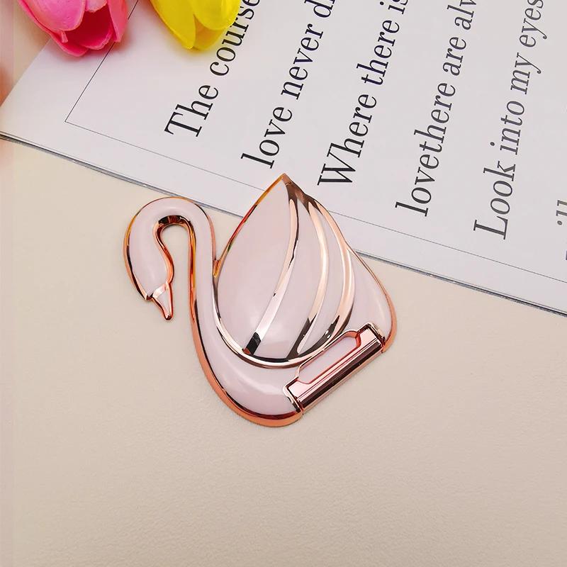 Universal Mobile Phone Cartoon 3D Swan Folding Phone Stand Desktop Ultra-thin Lazy Person Stand  Accessories Phone Grip Holder