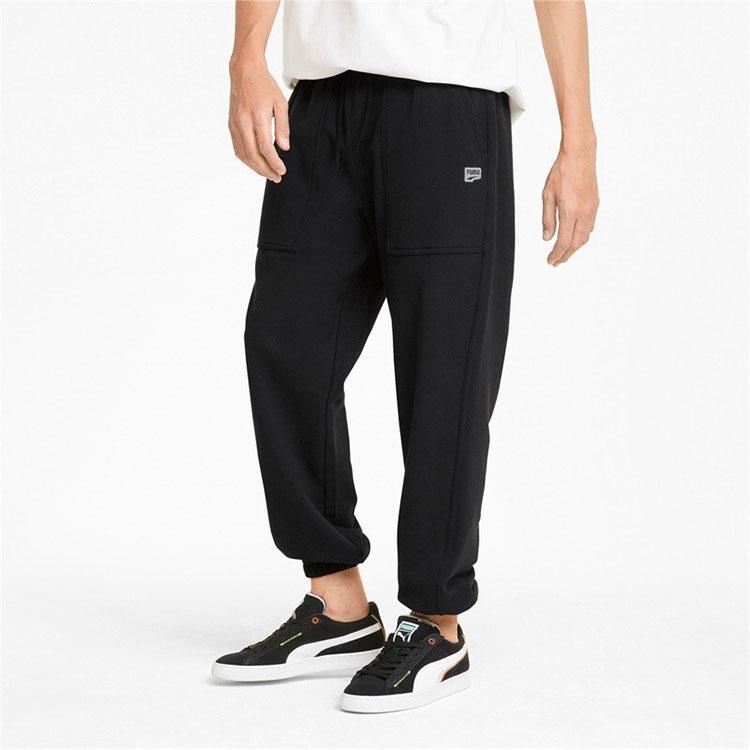 Puma Downtown Sweatpants With Logo Embroidery Men Bottoms Black 535378-01