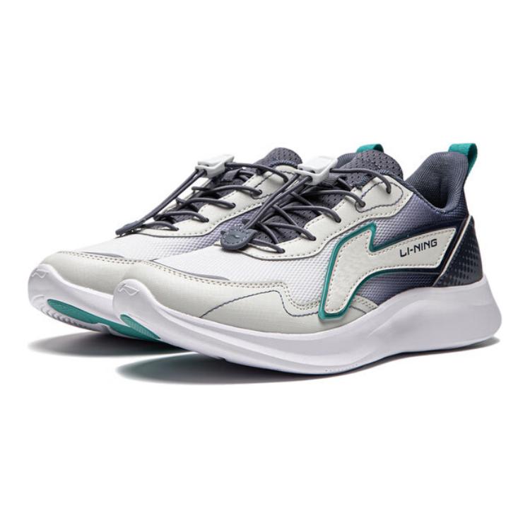 Li Ning Soft And Comfortable Low-Top Casual Shoes Kids Sneakers Gray Blue YKCU116-7