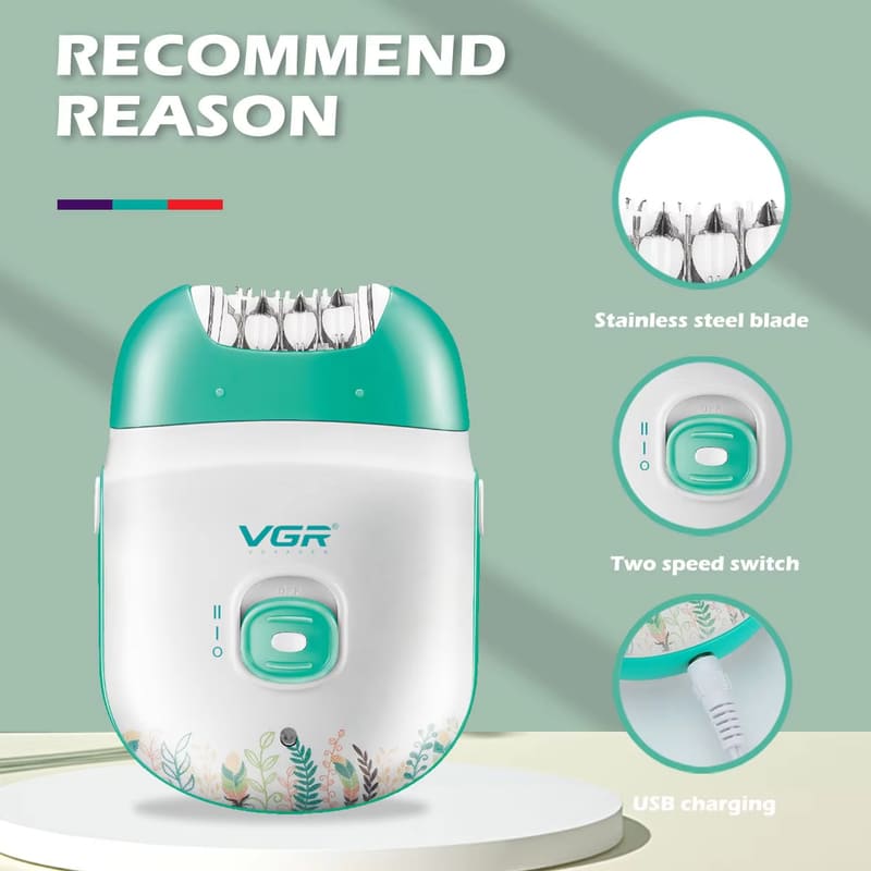 2026 VGR V-726 New Epilator Women Shaver Mini Plucker USB Rechargeable Electric Pedicure for Face Legs Bikini Precise and Gentle Home Hair Removal
