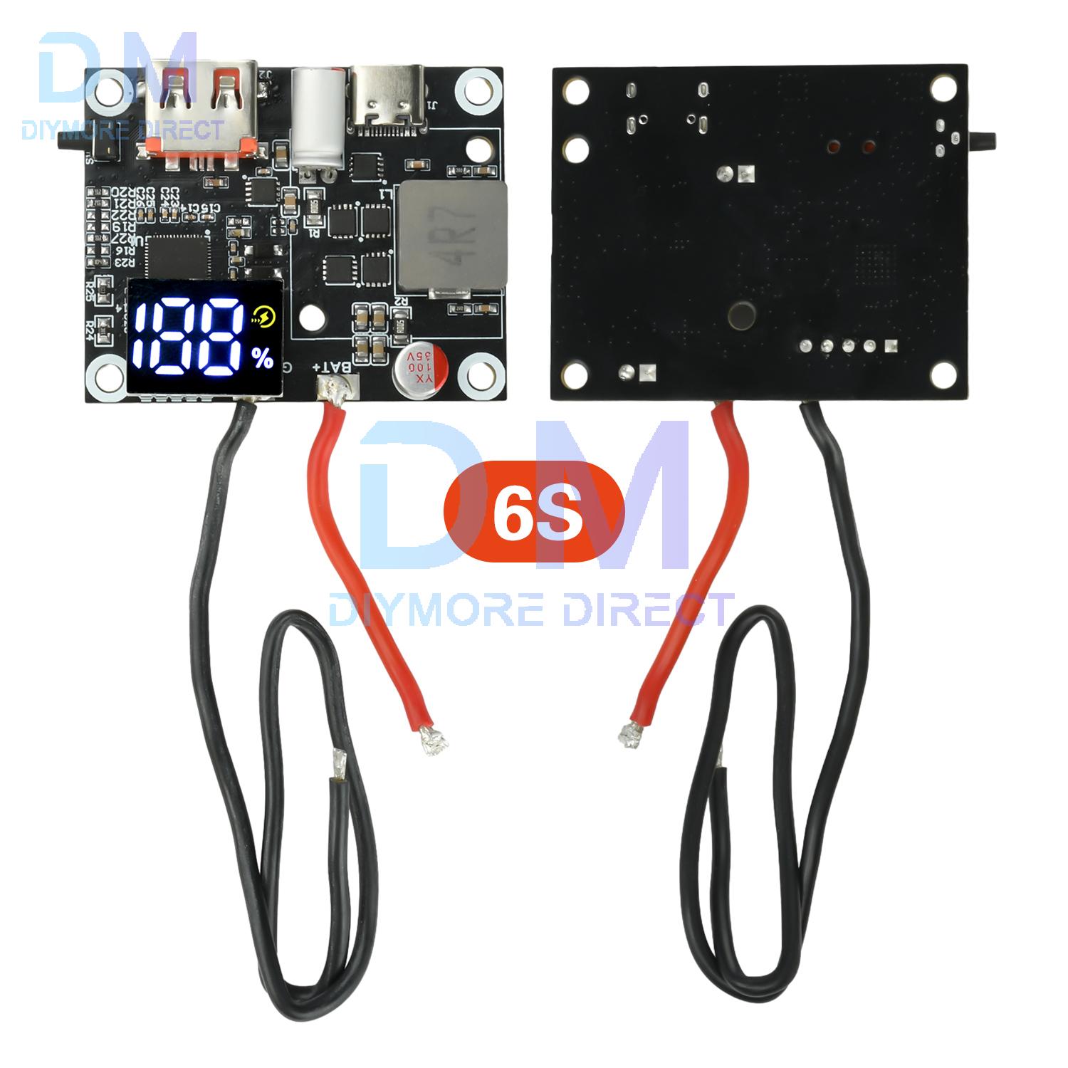 

65W 3S/4S/5S/6S Power Bank Module Bidirectional Fast Charging DIY Circuit Board with Dual Type-C USB-A Interface