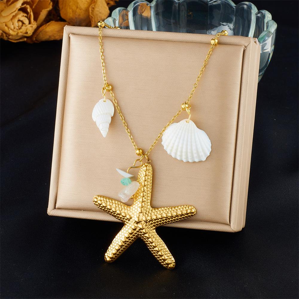 Fashion Vacation Premium Multi Element Ocean Creature Pendant Shell Starfish Sun Necklace