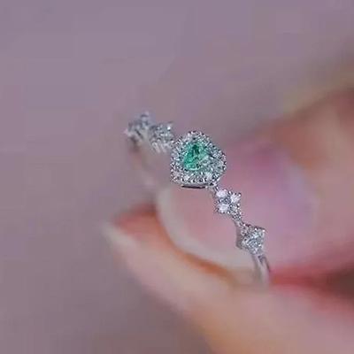 Huitan Love Heart Design Rings with Blue Cubic Zirconia Dainty Sweet Romantic Accessories Chic Delicate Wedding Band Zircon