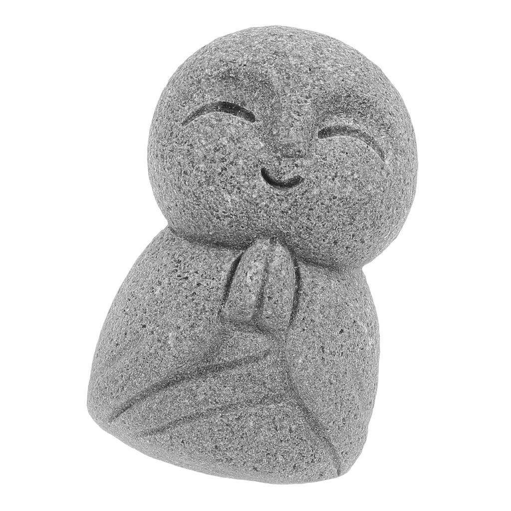 Japanese Mini Jizo Buddha Sandstone Statue Meditation Sculpture Feng Shui Zen Garden Aquarium Decoration Ornament