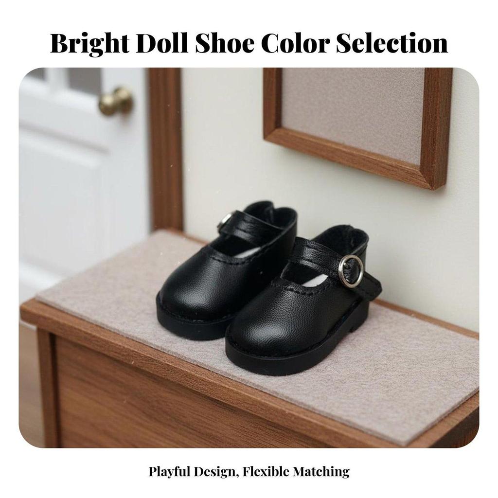 1 Pair BJD Doll Footwear for 1/6 Scale Dolls PU Leather Shoes with Fine Stitching And Low Strap