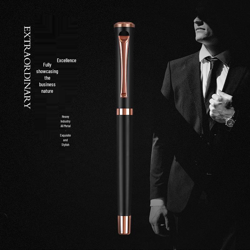0.5mm Luxury Metal Signature Pen Set - Ballpoint & Rollerball Pens with Custom Logo for Business and Meetings