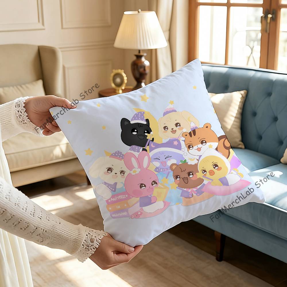 Cute AANITEEZ Anime Pillow Case Antidustmite Pillowcase Invisible Zipper Silky Short Plush Sofa Cushion Cover