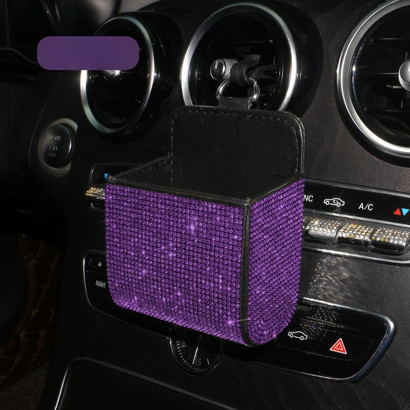 Car Storage Bag Air Vent Dashboard Tidy Hanging Leather Organizer Box Glasses Phone Holder Storage Organizer Car Accessories