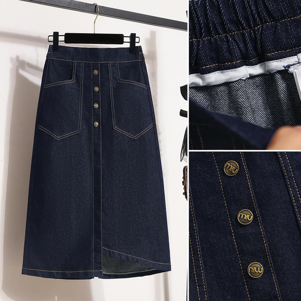 Dimanaf 2025 Mărimi Mari Fuste Noi de Primăvară Femei A-Linie Elastice Denim Fuste Largi Fustă Talie Înaltă Fuste Vintage