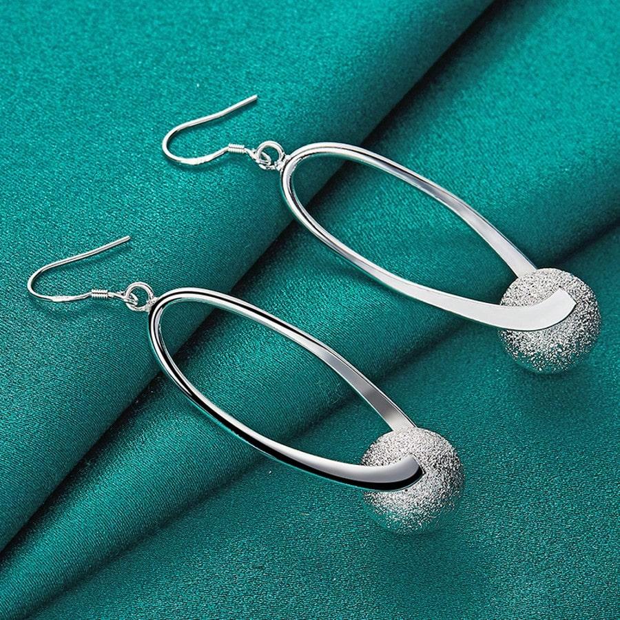 925 Sterling Silver Plated Heart Hollow Flower Earrings For Women Fashion Wedding Engagement Charm Jewelry