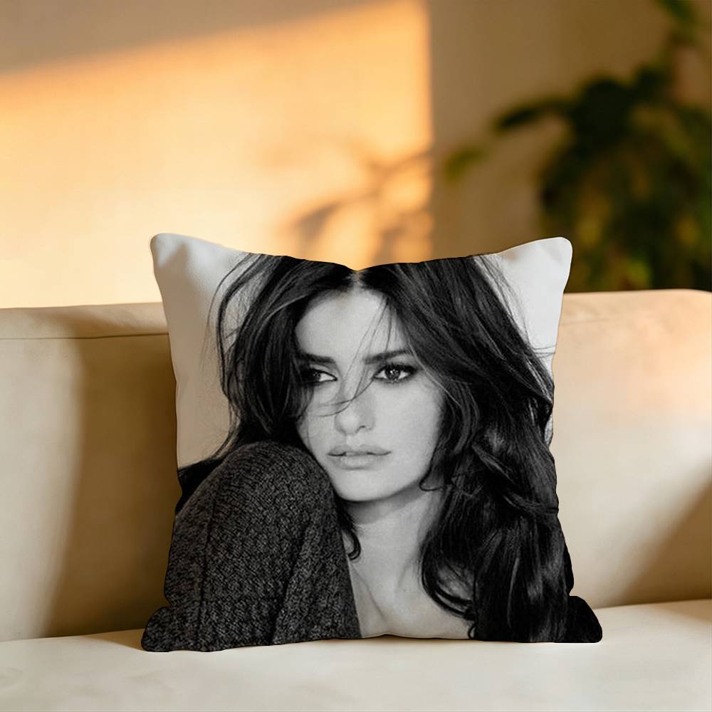 Popular Actress Penelope Cruz Sanchez Pillow Case Square DoubleSided Sofa Cushion Cover Bedroom Bedside Pillow
