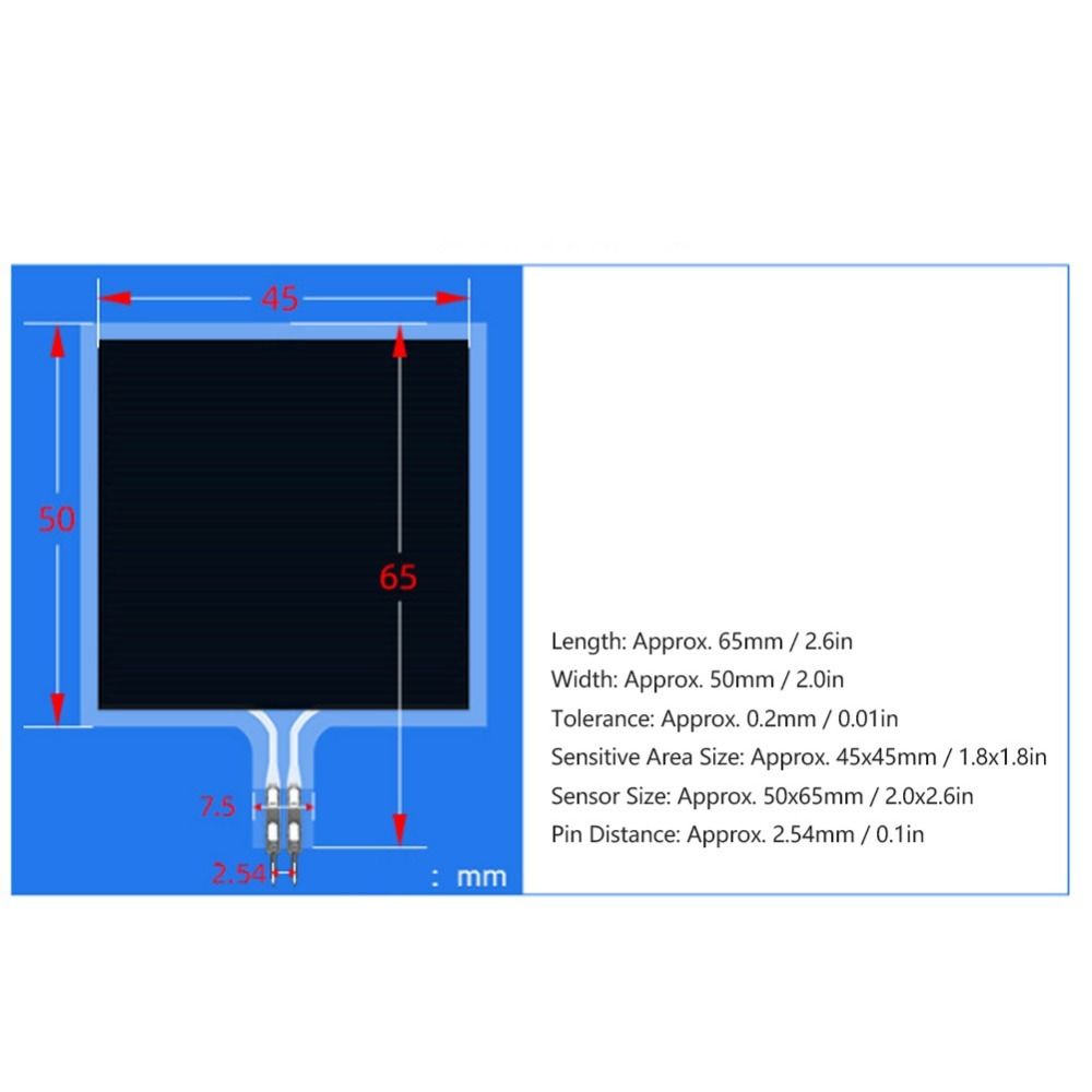 Thin Film SF45-65 Pressure Sensor Square Shape Pressure Sensor  Pressure Measurement