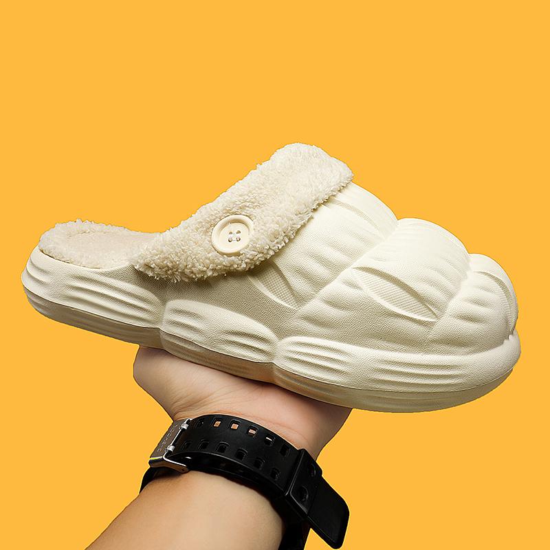 2025 Newest Waterproof Cotton Slippers Men Winter Warm Shoes Thick Sole Anti-slip Couples Indoor Street Slipper Unisex