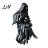 Hooded Lady Statue Gothic Reaper Figurine 3D Printed Dark Fantasy Shelf Sitter Figurine for Display Mysterious Black Robed Women Pouring Tea