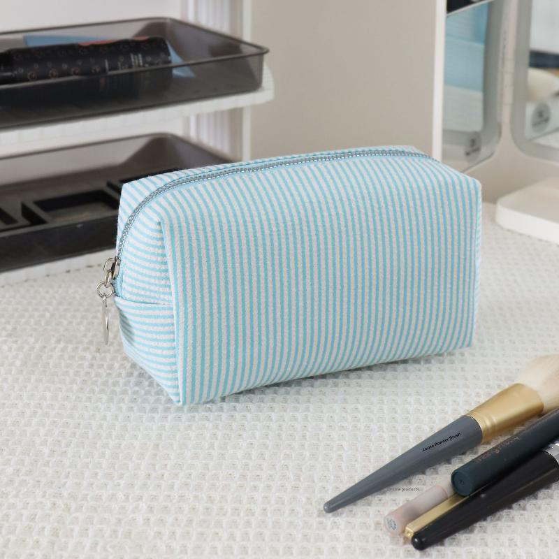 Borsa per Cosmetici a Strisce Fresca Semplice Grande Capacità Borsa per Trucco Astuccio per Matite Borse per Articoli da Toeletta da Viaggio Custodia per Articoli da Toeletta