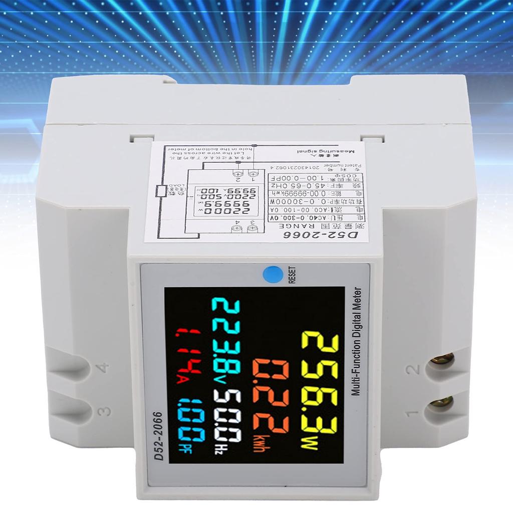 Household power digital voltmeter energy rail type 220V smart power meter ammeter voltmeter D52-2066 meter, ammeter, meter, single-phase AC40.0-300.0V