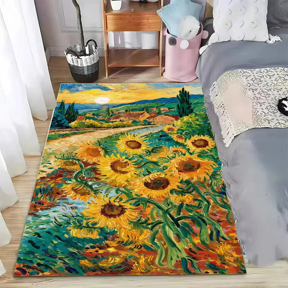 

Sunflower Field Long Runner Rug Modern Non-slip Area Carpet for Living Room Bedroom Coffee Table Home Decor Rugs for Bedroom 40x60CM