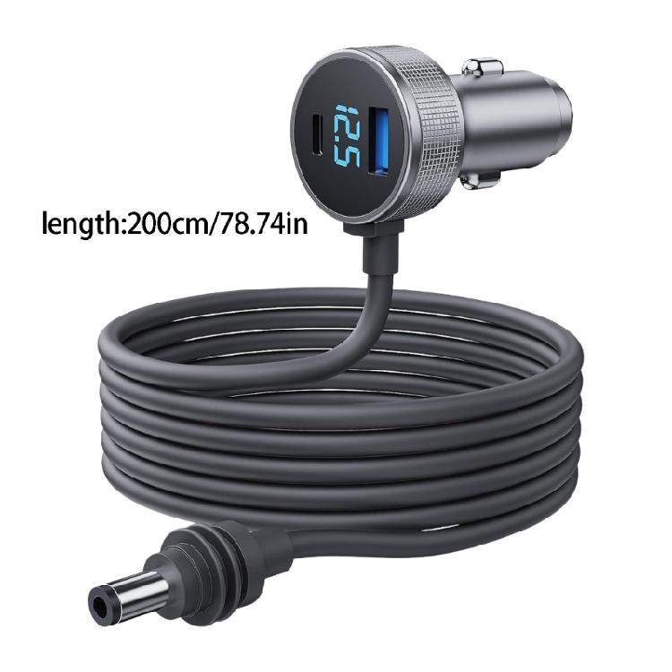 12V to 30V Car Power Adapter with USB C and USB-A Port, Real Time Voltages Display, Waterproof Build, for Flexible Vehicle Power Layouts