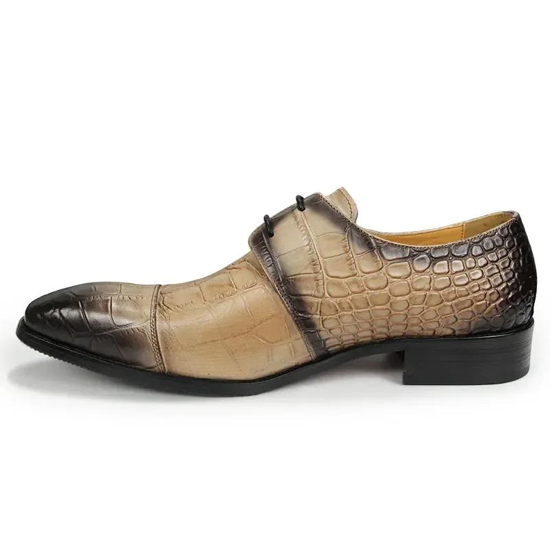 Echte Leder Derby Schuhe für Herren Elegant Klassisch Herbst Neuankömmling Business Büro Freizeit Schuhe Gummi Sohle Khaki Herren