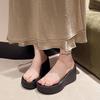 Wedge Heel Transparent Slippers Women's 2025 New Thick-soled Muffin Cool Slippers Women's Summer Wear Fashion Internet Celebrity High Heels
