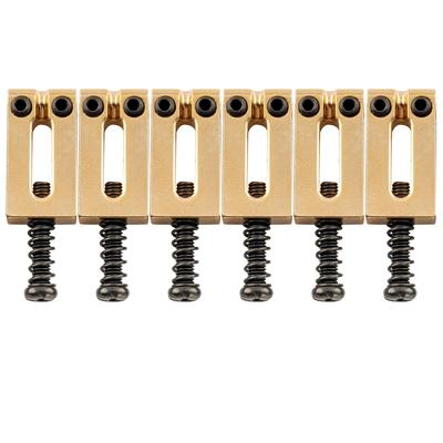 Musiclily Pro 10.5mm Pitch Stainless Steel Saddles for Strat/Telecaster Electric Guitars, Gold (Set of 6)