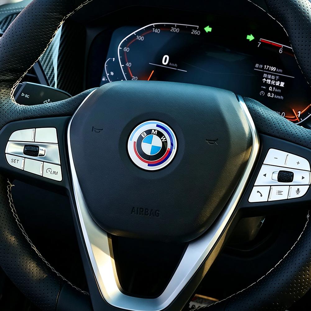 BBKI7 Auto Steering Wheel Center Aluminum Alloy Badge Logo Sticker For BMW M Emblem E46 E36 E34 F10 E90 F30 E60 F30 E53 E30 E92 E87