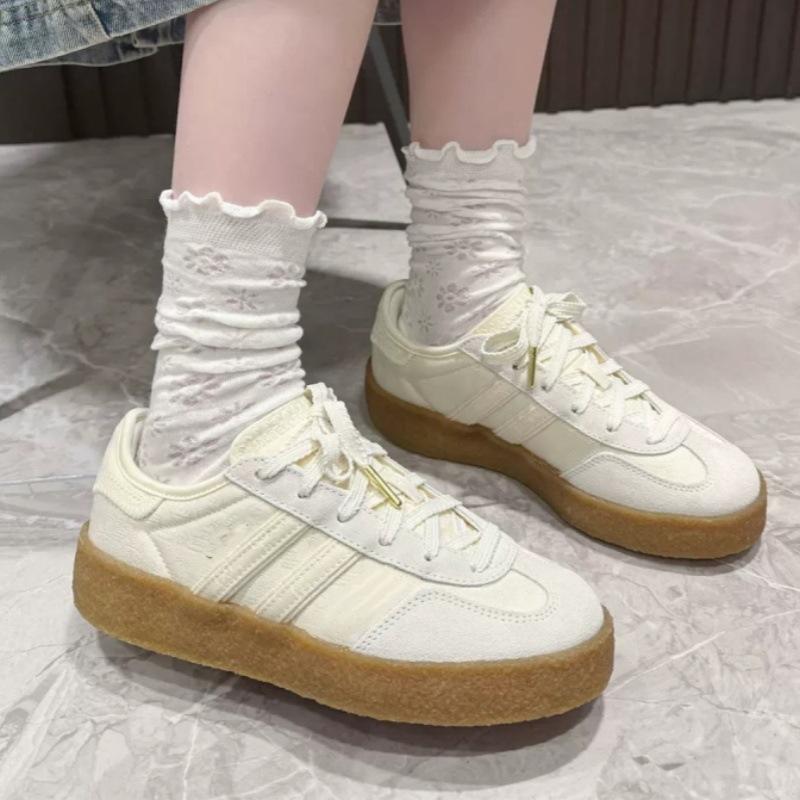 Cowhide Version~ Retro Round Head Lace-up Platform Dexun Shoes 2025 New Versatile Casual Sports Board Shoes Forrest Gump Shoes