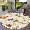 1PC Construction Trucks Non-Slip Floor Round carpet, Office, family, bedroom, Large Area Rug Indoor Rugs,  Durable Polyester-Z0411