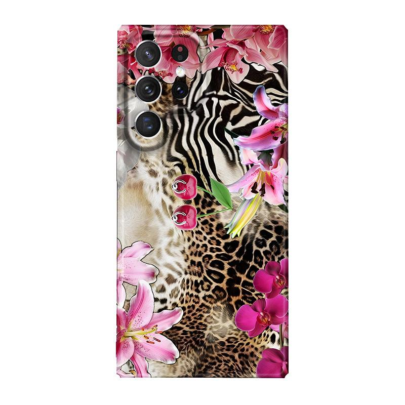 European and American retro leopard print flower Galaxy A13.5G single-layer film case Samsung S25ultra mobile phone case