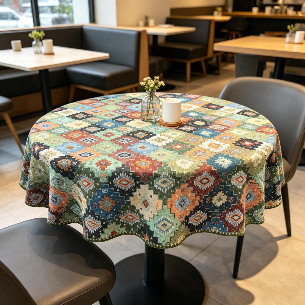 Dining Kitchen Party Event Family Gathering Small Round Cotton Tablecloth