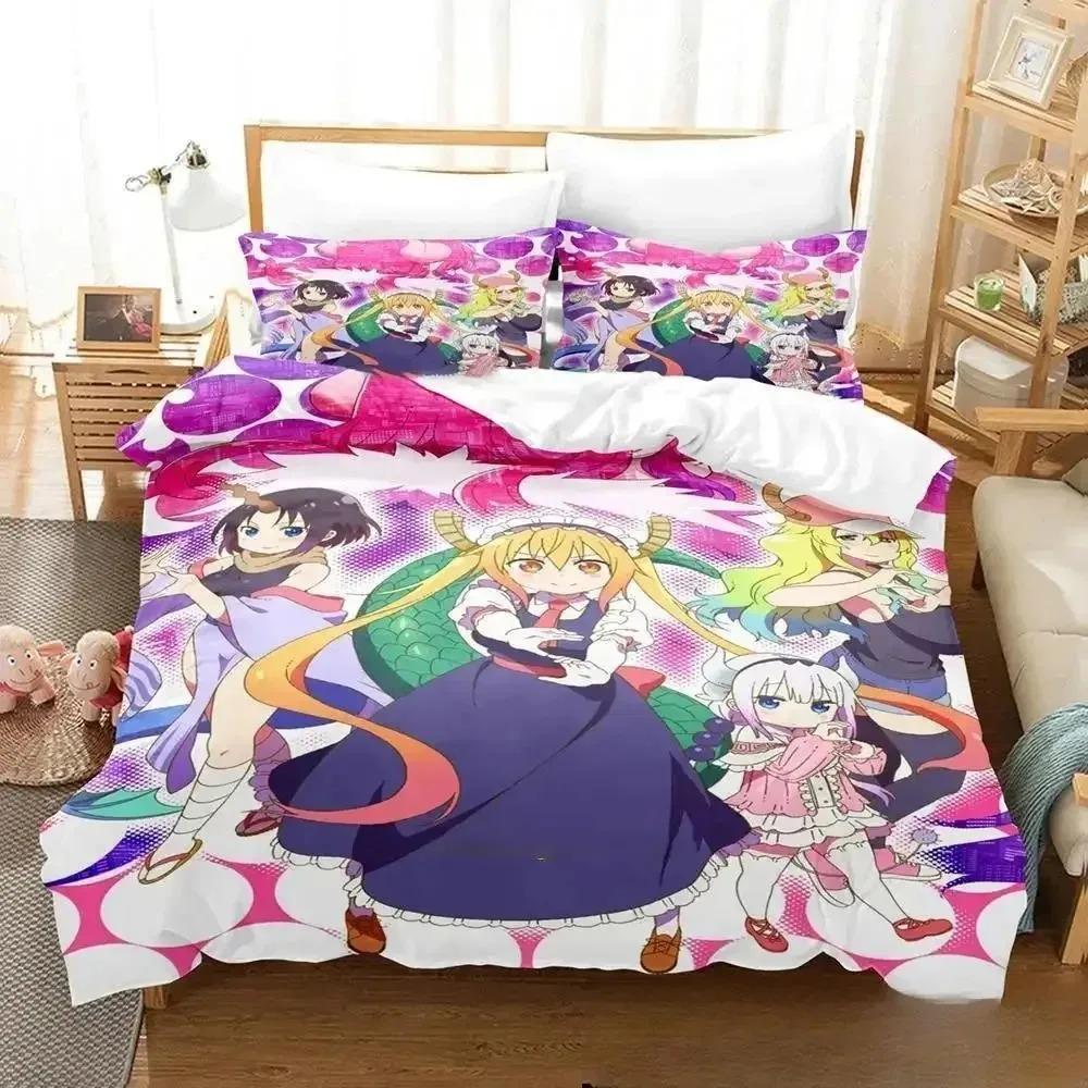 3DAnime Miss Kobayashi's Dragon Maid Bedding Set Duvet Cover Bed Set Quilt Cover Pillowcase Comforter King Queen Size Boys Adult