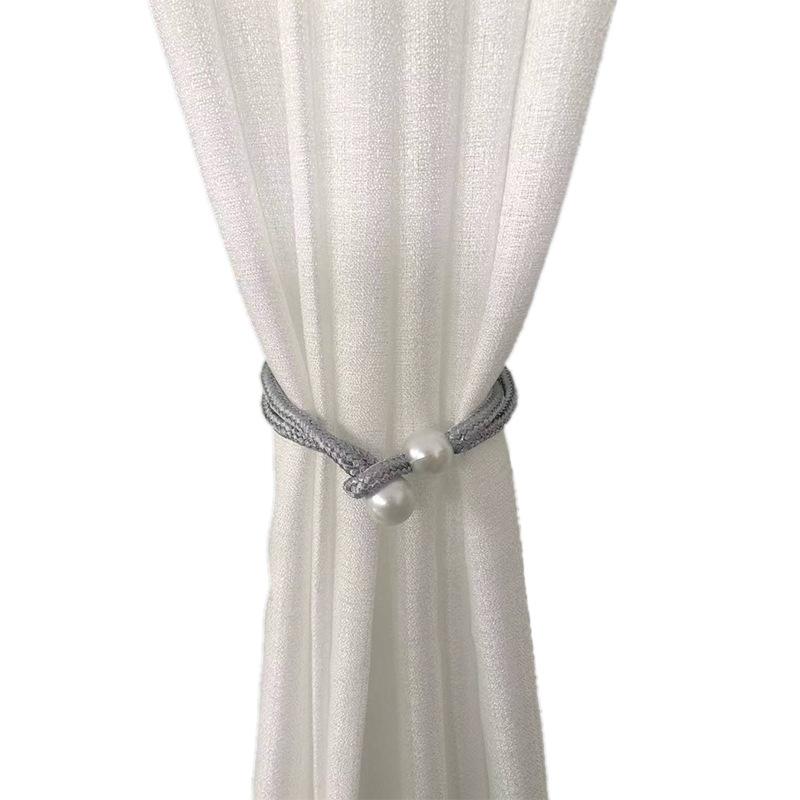 Curtain Tiebacks Adjustable Big Pearl Curtain Straps Cotton Hand Woven Tie Back Decorative Rope Holdbacks for Curtains Draperie