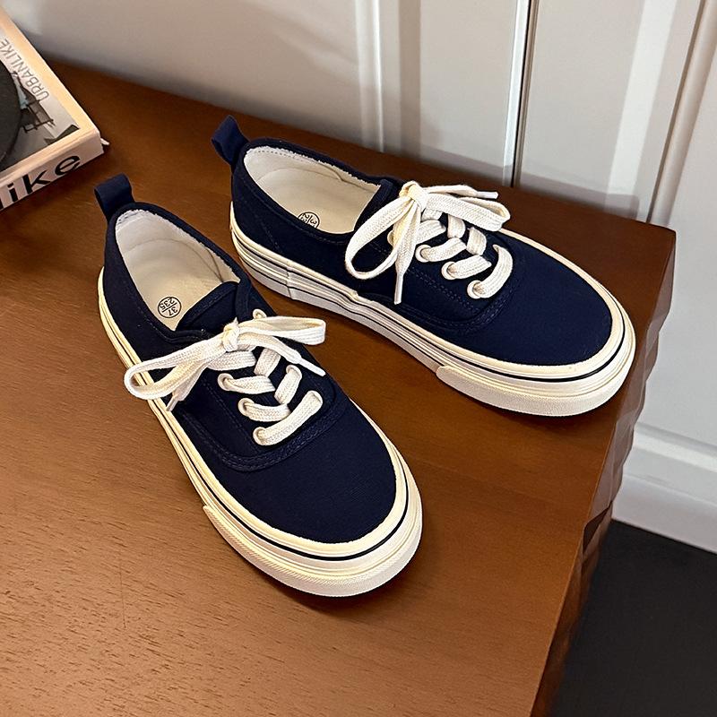 

6 вулканизированных парусиновых туфель на платформе, повседневные, универсальные, эластичные, обувь для скейтборда на одной педали, женские весенние новые модели 40 темно-синий