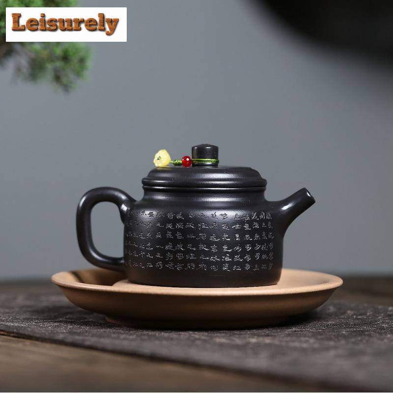 230ml Boutique Yixing Purple Clay Teapots Handmade Black De Zhong Pot Raw Ore Dahongpao Mud Kettle With Infuser Zisha Tea Set
