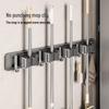 Wall-Mounted Mop and Broom Holder with Hooks