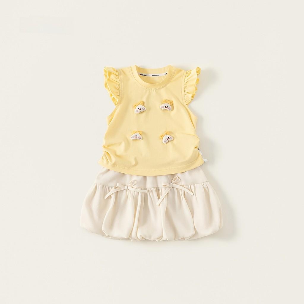 

Girl Summer Dress Set With Cotton Fabric And Cartoon Butterfly Bow For Ages 3 To 8 90cm